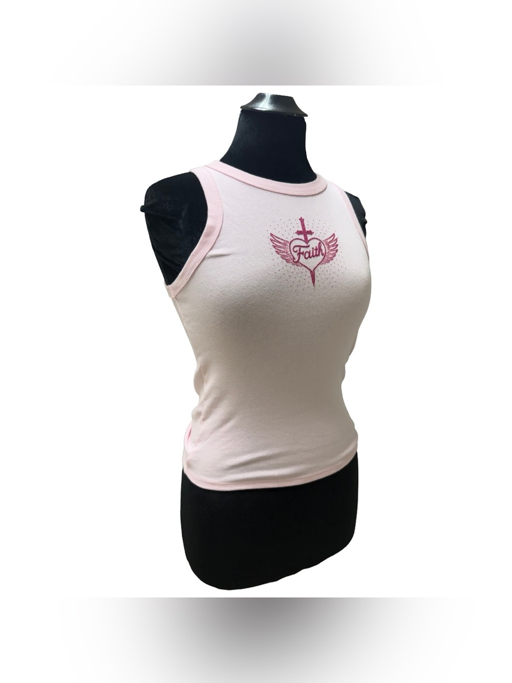 Y2K Style Angel Wings Faith Baby Tee